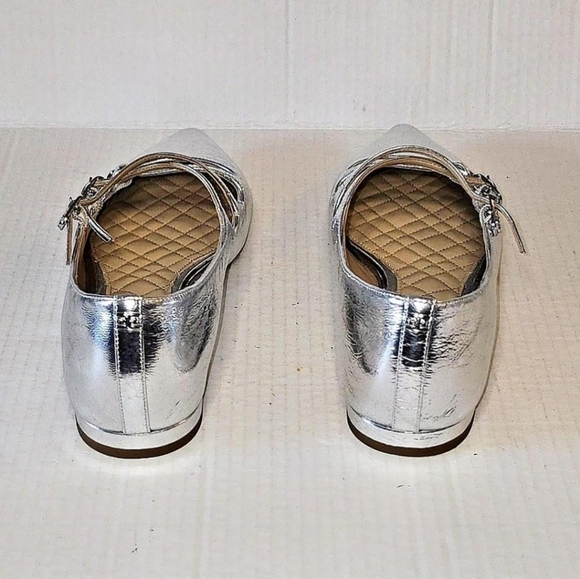 Sam Edelman Cass Flats Mary Jane Leather Silver Pointed Toe Women's Size 10.5 - Picture 3 of 11